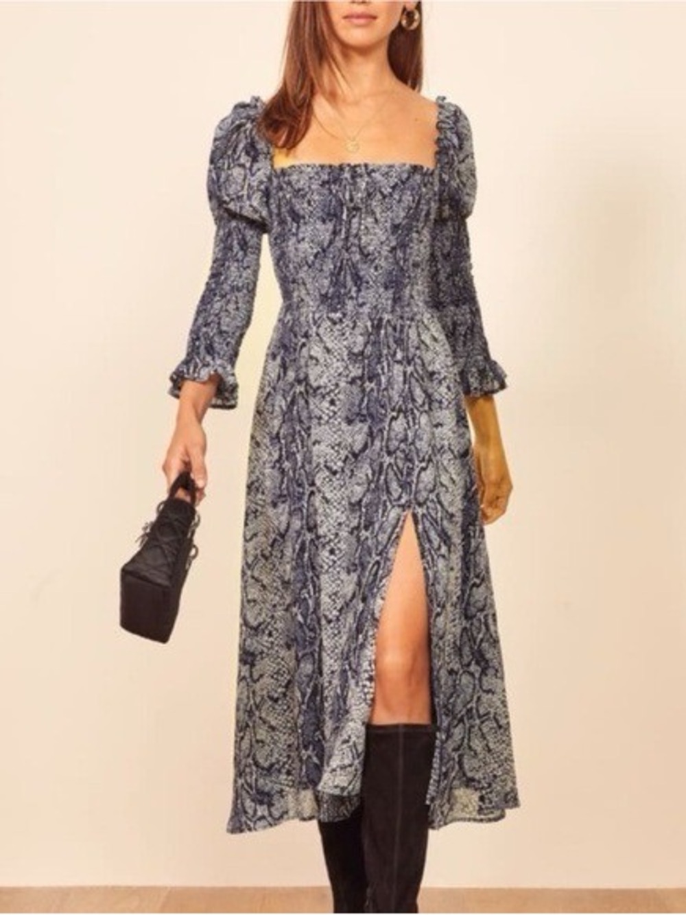 Reformation Rosamund Snakeskin Dress